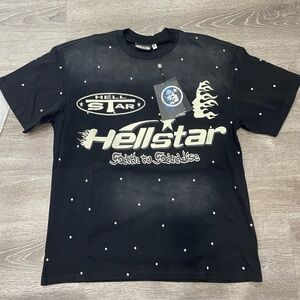 Black Hellstar Short Sleeve Tee with Cosmic Design